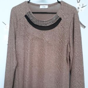 Brown Top with Black Trim